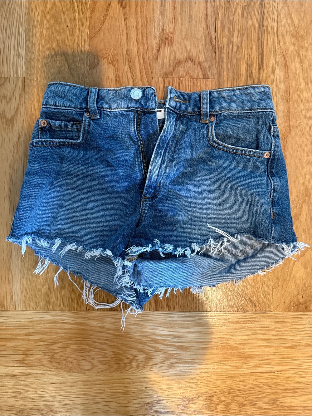 Garage Frayed Hem Blue Denim Cutoff Shorts
